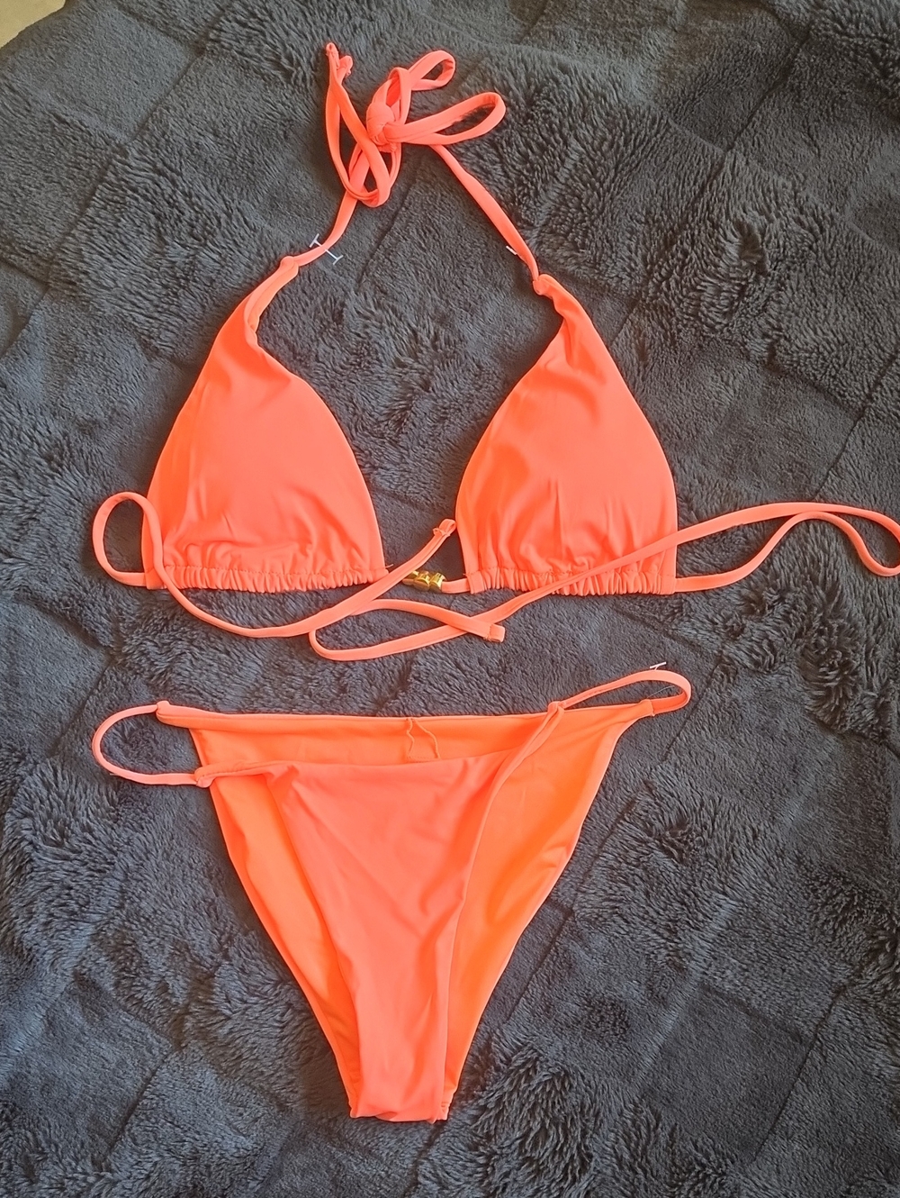 TiniBikini Neon Coral Triangle String Bikini